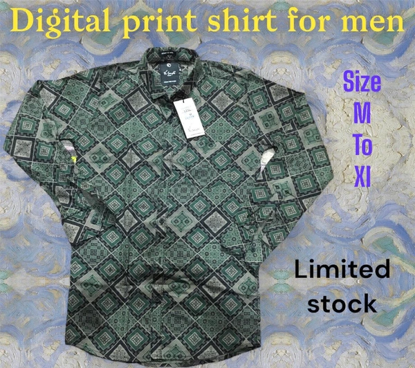 Digital Print Shirt For Men  - Black, M