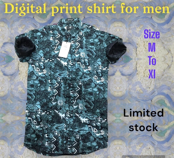 Digital Print Shirt For Men  - Black, M