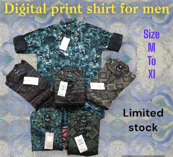 Digital Print Shirt For Men  - Black, XL