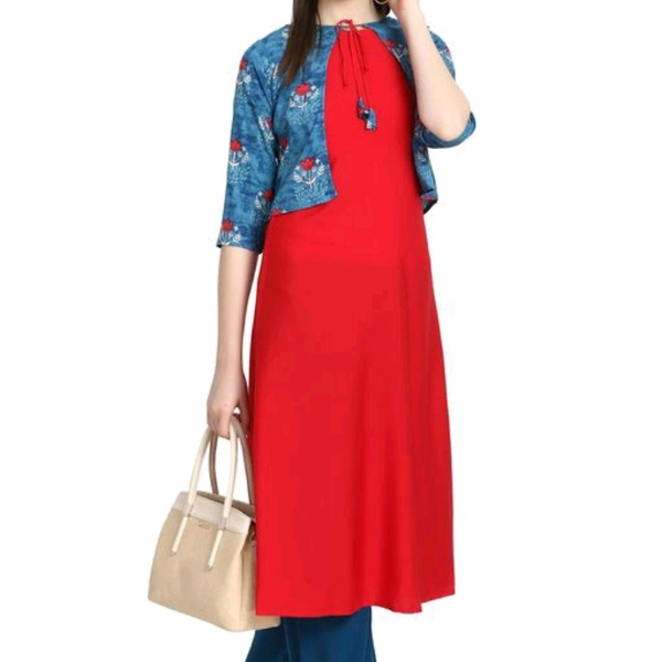 SPYCART Printed Crepe Jacket Kurti - XL