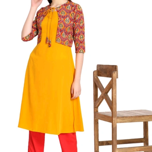 SPYCART Printed Crepe Jacket Kurti - S