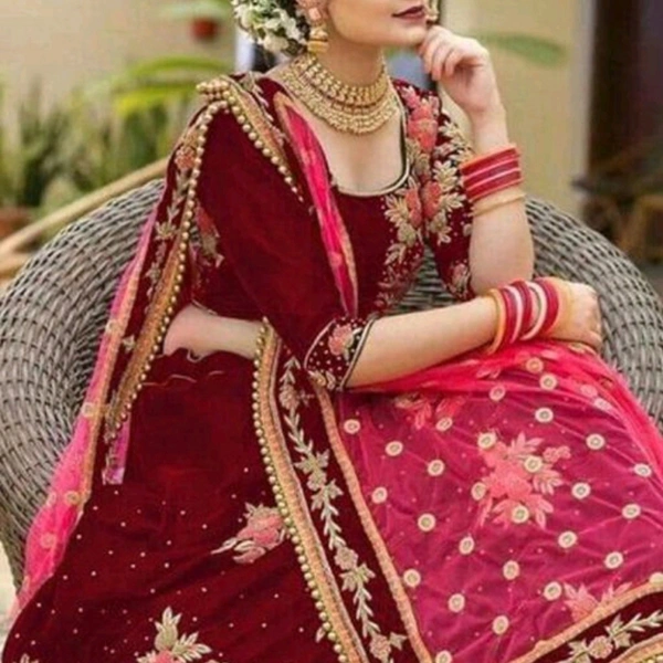 SPYCART Refined Women's Lehenga - RED, Un Stitched, 4 DAYS UNDER RETURN & EXCHANGE