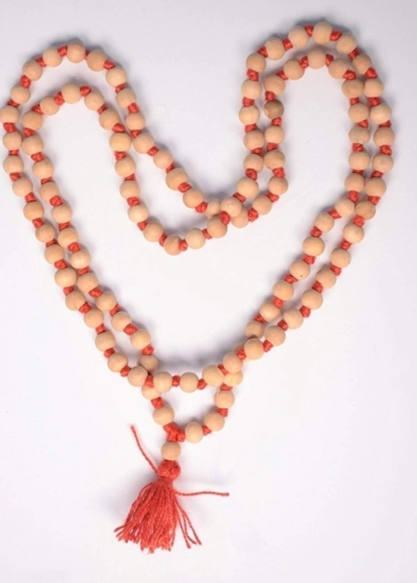  Tulsi White 108+1 Beeds Wood Chain Pack of 1 Wood Chain