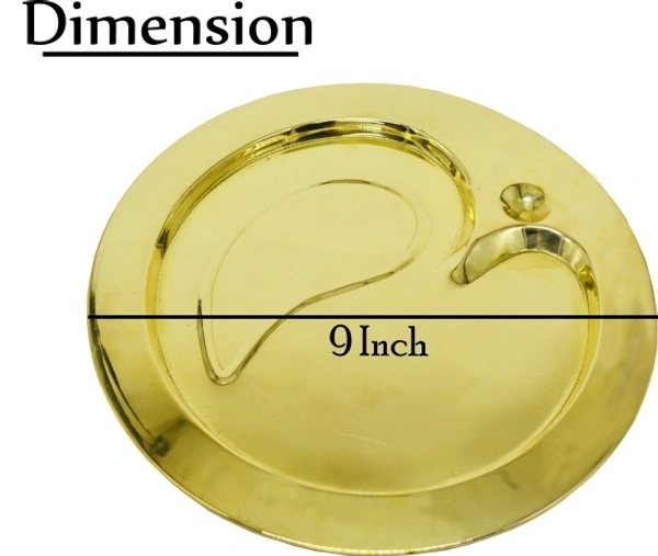  Pooja Thali Set, OM Shape Thali, Brass Material Thali Set for Diwali Pujan, Navratri Pujan, (Brass, Velvet Box) Brass