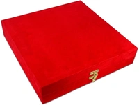  Pooja Thali Set, OM Shape Thali, Brass Material Thali Set for Diwali Pujan, Navratri Pujan, (Brass, Velvet Box) Brass