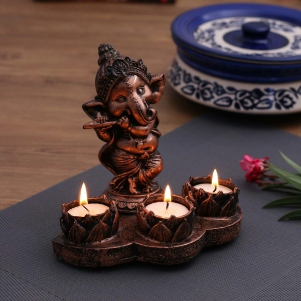 Handcrafted Lord Ganesha Idols Tea Light Holder for home decor