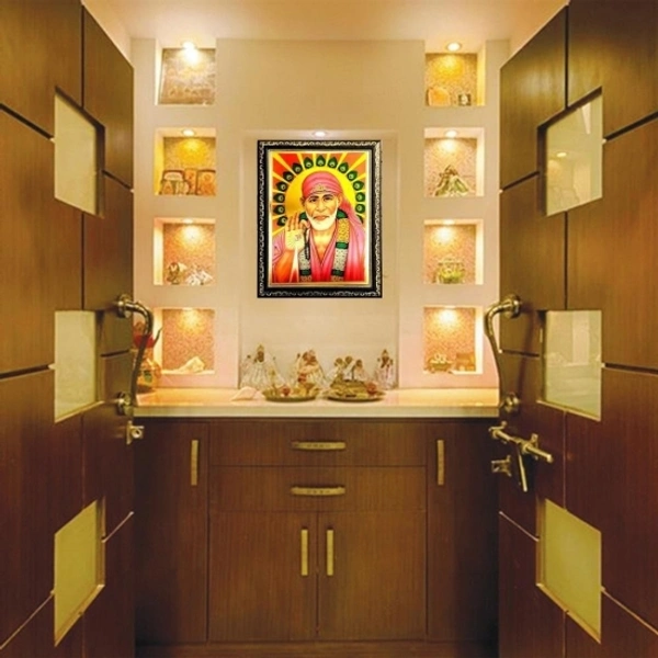 Handicraft Gold-plated Photo God Saibaba