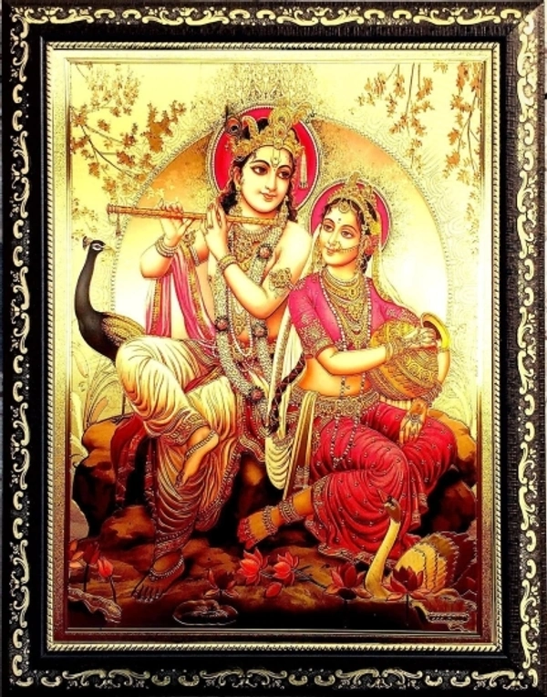 Handicraft Gold-plated Photo God Radha Krishna
