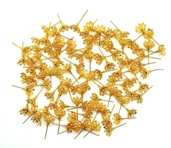 108 Astothrum Gold Plated Lotus Flowers For Laxmi Pooja 