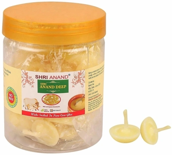 Cow Ghee Diya Batti (50 pieces ) 30min Burning Time, Wax free Cow ghee diya batti Cotton Wick