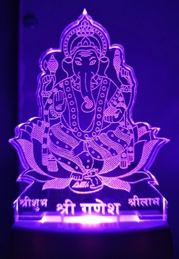 Ganpati dada Shri Siddhi Vinayak Ganesha LED 3D Illusion Night Lamp
