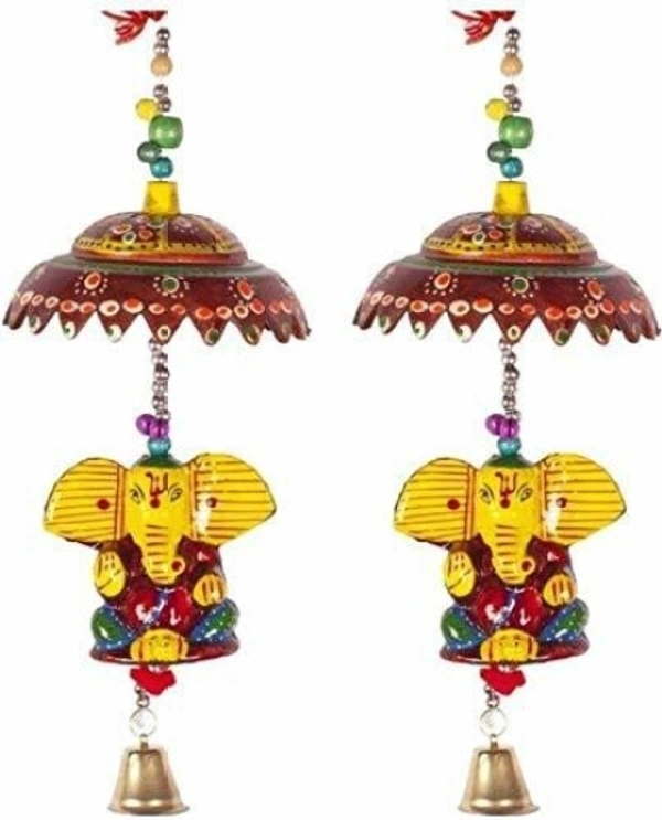 Ganesha Door/Wall Hangings Toran/Latkan 2pcs Multicolour 48 cm Microfiber || Handicraft Items Toran