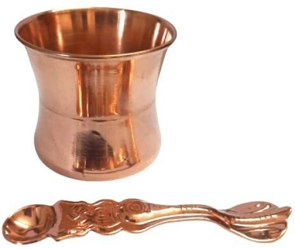 Copper Panch Patra with Achmani Pali Spoon for All Pooja Purpose150ml Copper