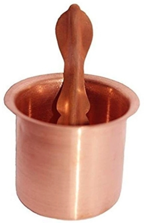 Copper Panch Patra Glass with Spoon, Panchapatra Set for Serve Secread/Holy Water, for Poojan Purpose Copper