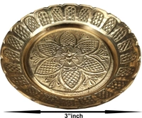 Puja Thali Pooja Thali/Plate/Dish with Flower Embossed Design Weight 0.040 Brass