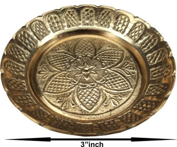 Puja Thali Pooja Thali/Plate/Dish with Flower Embossed Design Weight 0.040 Brass