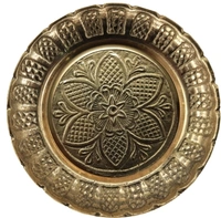 Puja Thali Pooja Thali/Plate/Dish with Flower Embossed Design Weight 0.040 Brass