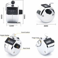 Counter Clicker Resettable Manual 4 Digit Registers 0-9999 Analog Tally Counter (Silver Pack of 1) Analog Tally Counter