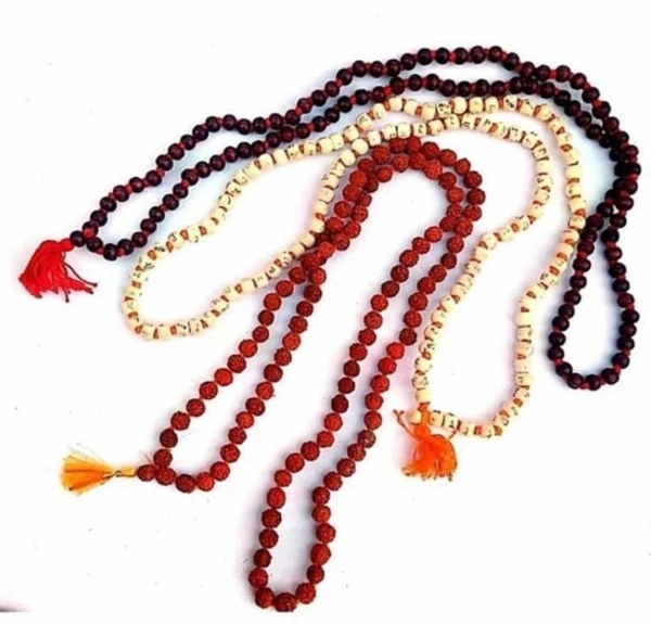 100% Natural TULSI TULASI MALA with rudraksha mala with chandan mala Rosary 108 JAPA Bead Prayer