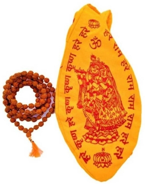 rudrakhsa mala with gaumukhi japa mala bag 108 +1 beads japa mala Wood Chain