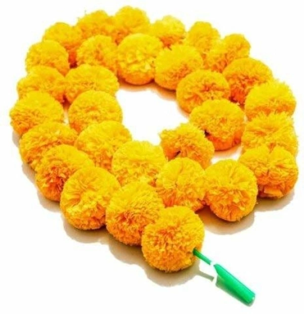 Artificial Genda or Marigold Flowers Garland for Decoration: (Pack of 2) plastic Garland