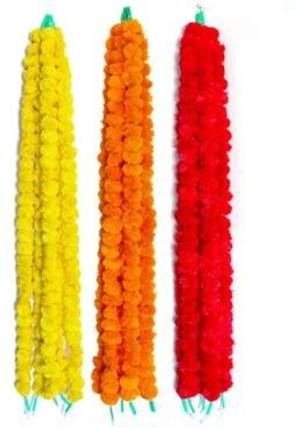 15 Artificial Flower, Garlands for Office, Home, Diwali, Navratri Decoration Pack of 15 Strings of Yellow & Orange Plastic Garland PVC Garland