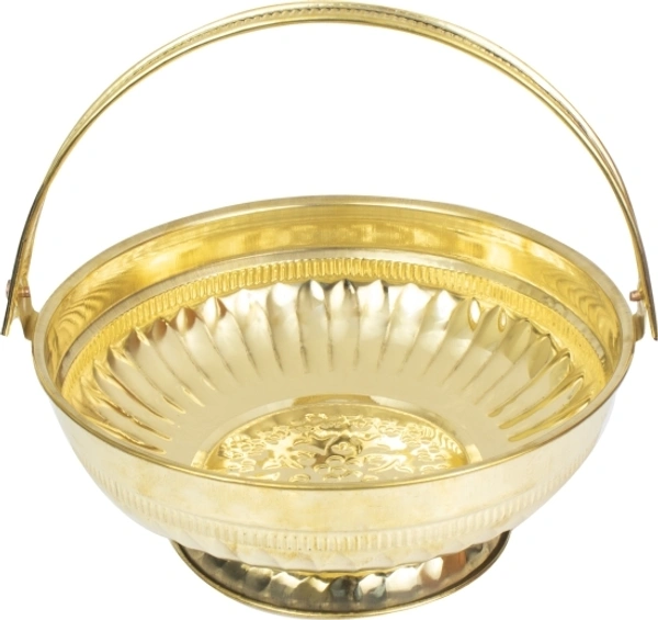 Traditional Handcrafted Lakshmi Brass Flower basket for Pooja/Worship-LEAF Brass