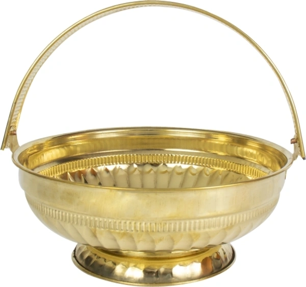 Traditional Handcrafted Lakshmi Brass Flower basket for Pooja/Worship-LEAF Brass