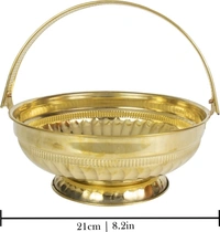 Traditional Handcrafted Lakshmi Brass Flower basket for Pooja/Worship-LEAF Brass