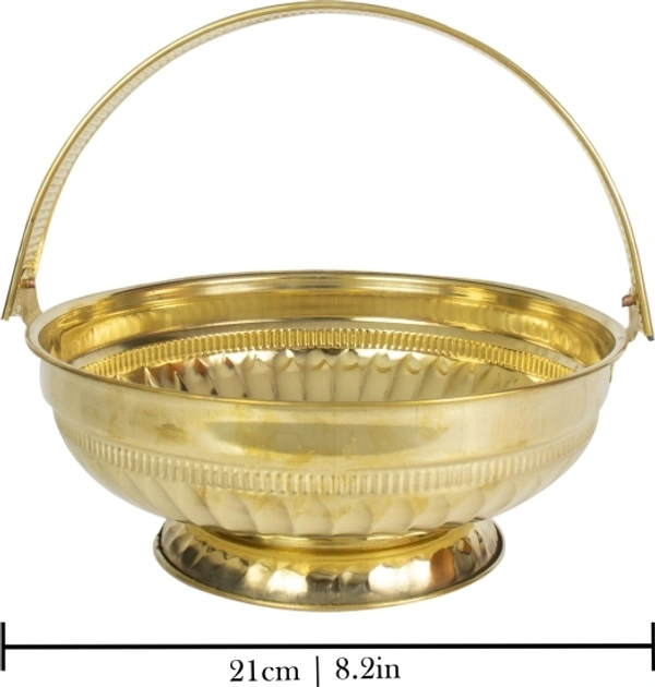 Traditional Handcrafted Lakshmi Brass Flower basket for Pooja/Worship-LEAF Brass