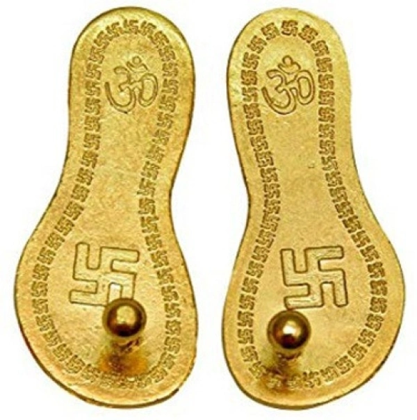 1 Set Laxmi Charan Paduka - for Wealth & Prosperity - Must Have In Pooja Mandir - Metal Brass