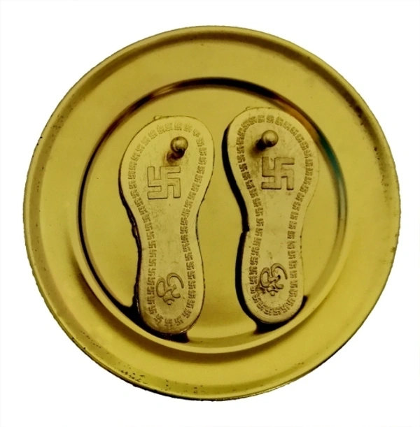 Vastu Feng Shui Maa Laxmi Charan Paduka In Plate For Money (Wealth) 9 cm Feng Shui & Vastu Showpiece