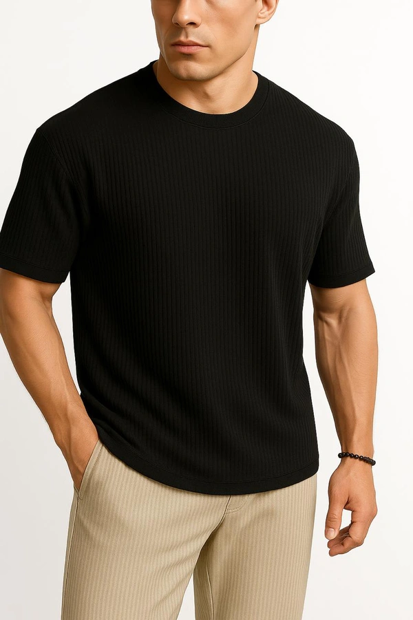 Deozn Printed  Oversized T Shirt - Black, XL