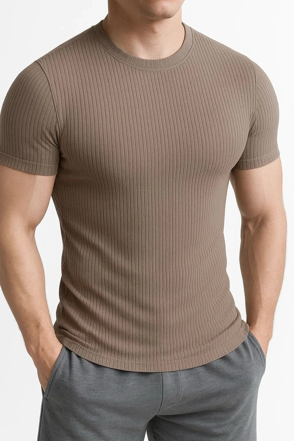 Deozn Stripted T Shirt - Mocha, L