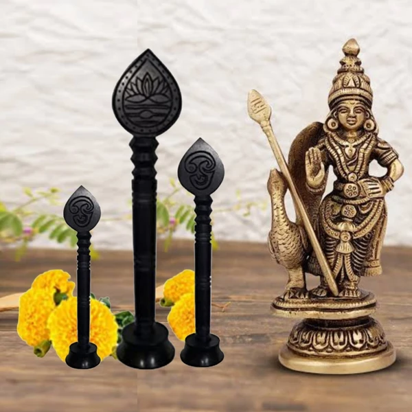 Original Karungali Lord Murugan Vel / Ebony Wood Lord Murugan Vel / கருங்காலி முருகன் வேல்  - (3.5-Inch) Original Karungali Lord Murugan Vel