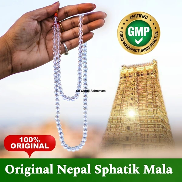 Original  Sphatik Mala - 7mm with Certificate