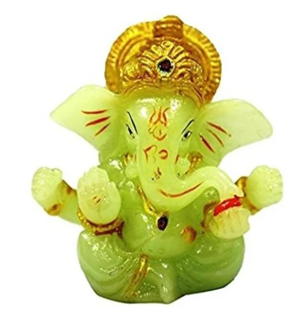 Night Glowing Ganesha Idol for Home and Car Decor-9cm