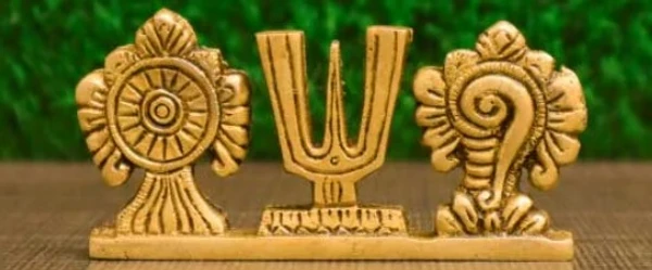 Balaji Shankh Chakra Namah Gold Plating - 3inch - 🔴 Prepaid Only