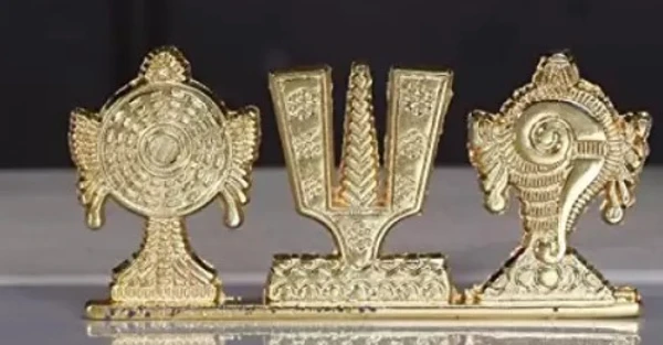 Balaji Shankh Chakra Namah Gold Plating - 3inch
