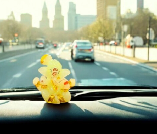 Glow in the dark Car Dashboard Ganesha Idol with Pugri - Prepaid