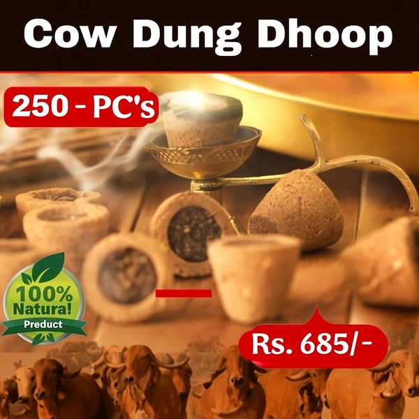 Cow Dung Cup Sambrani - (Pack of 250 Pcs) - 🔴 Prepaid Only