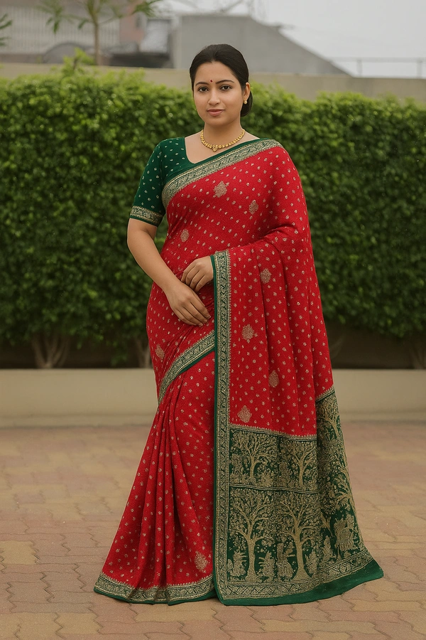 Pure Pashmina Silk American Diamond Studded Designer Saree