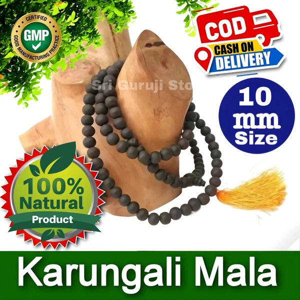 Original Karungali Mala 10MM / கருங்காலி மாலை / करुंगली माला With Certificate