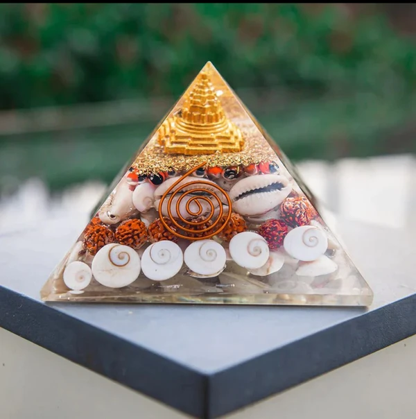 Sree Yantra Gomti Chakra Orgone Pyramid - For Wealth, Financial Stability and Prosperity