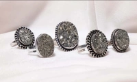 Swarnamukhi Adjustable size Ring  (Raw Pyrite Stone Ring) For Wealth 