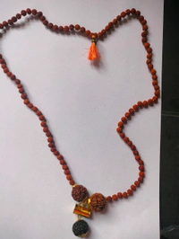 ORIGINAL NEPALI RUDRAKSHA RAKSHA KAWACH  MALA (12 cm x 1 cm, Brown)
