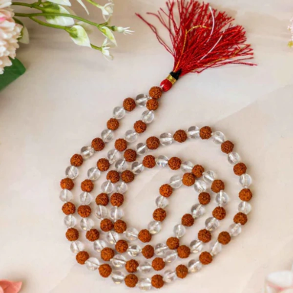 Sphatik and Rudraksha Mala - 108+1 Beads