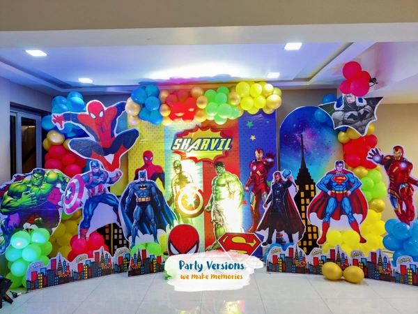 Premium Themes & Balloons Decor  - Multicolour, 07x12ft Backdrop