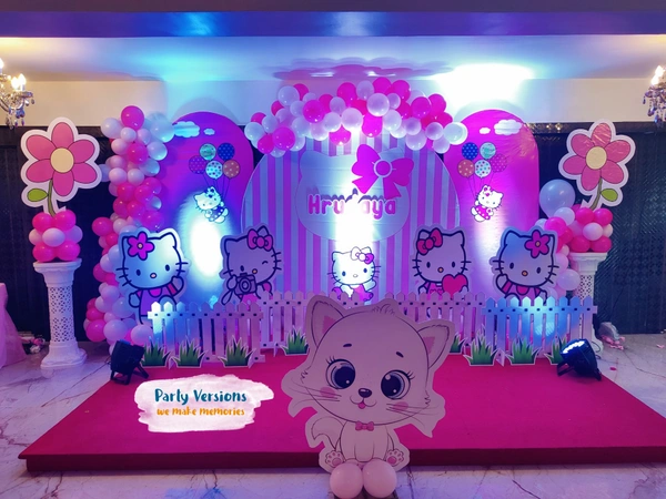 Premium Themes & Balloons Decor  - Multicolour, 07x12ft Backdrop