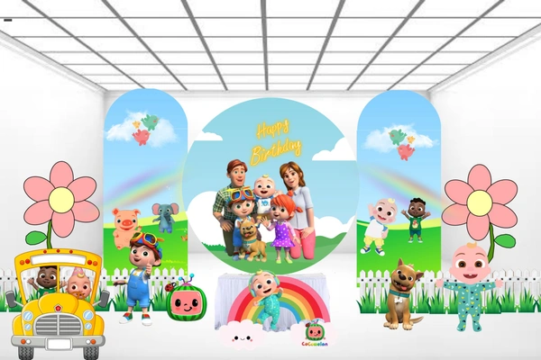 Premium Themes & Balloons Decor  - Multicolour, 07x12ft Backdrop